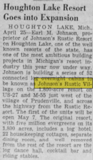 Johnsons Rustic Village (White Deer Condominiums) - May 1942 Article (newer photo)